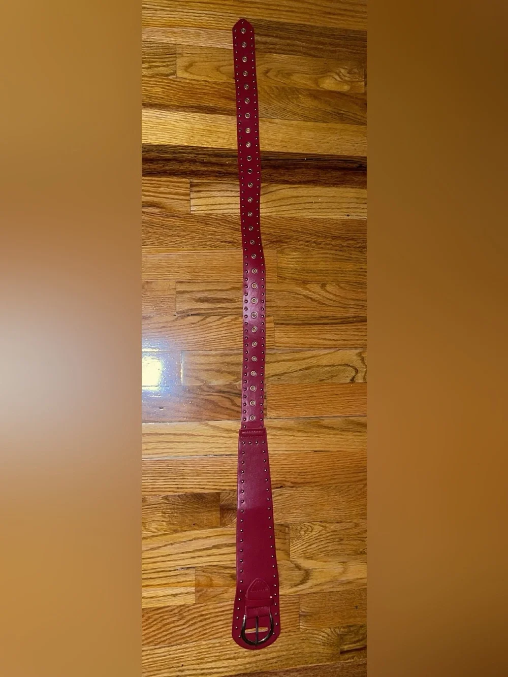 Red Grunge Studded Belt